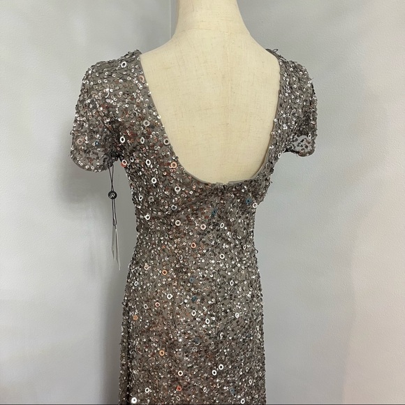 # Adrianna Papell Sequined & Embellished Scoop Back Long Dress - Picture 9 of 17
